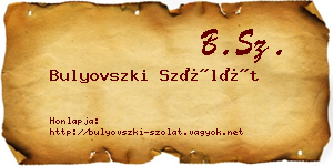 Bulyovszki Szólát névjegykártya